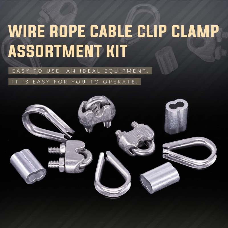Glarks 24Pcs M3 Wire Rope Cable Clip Clamp with Cable