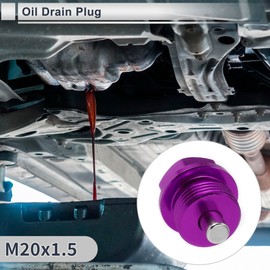 RATCHROLL 1 Set Universal Oil Drain Plug Anti Leakage Oil Pan Drain Bolt Screw Thread Repair with Gasket Magnetic Purple Aluminum Alloy Copper M20x1.5