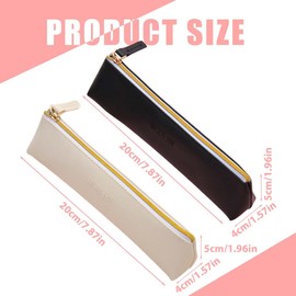 TEOZBLU Pack of 2 Leather Pencil Cases for Girls, Thin and Cute, for Pencils, Stationery, Portable Cosmetic Bag, Zip Bag for Markers