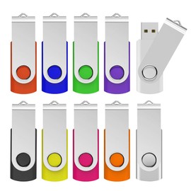 32GB Flash Drive 32gb USB Flash Drive 10 Pack Thumb Drive Memory Stick Swivel Jump Drive Keychain Design, Mixcolored