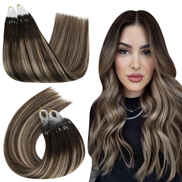 Ugeat Real Hair Extensions with Micro Rings, Bonded Micro Loop