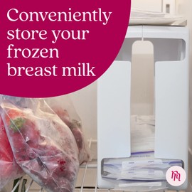 Nurse & Nourish 2 Pack Breast Milk Storage Tower - Convenient Storage for Milk Freezer Bags - Efficiently Store Milk in Freezer Organizer Tower - Breast Milk Storing Containers for Up to 120oz Milk