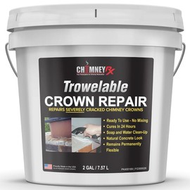 ChimneyRx 300026 Trowelable Chimney Crown Repair – Elastomeric & Waterproof Coating for Crowns & Masonry with Natural Concrete Finish - Crack and Leak Prevention, & Long-Lasting Protection - 2 Gallon