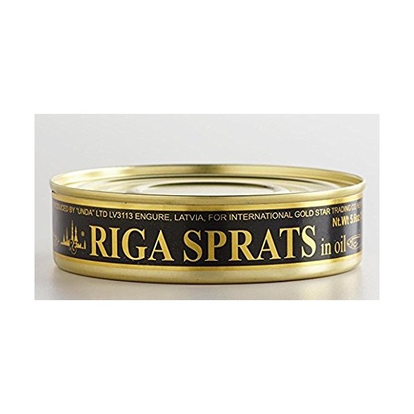 Latvian Smoked Riga Sprats in Oil 5.6 Oz. Tin Pack of 24