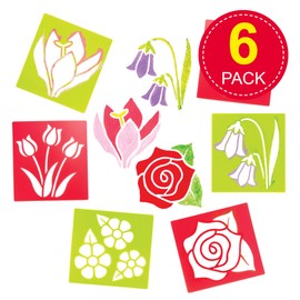 Baker Ross Flower Stencils (Pack of 6) - For Kids to DIY and Design in Spring