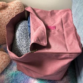 Heavy-duty 18x18x18 Canvas Storage Bag - Ottoman with Zipper, Large Fabric Cube Tote with Handles for Home Organization - Mauve