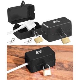 AGT Cable Box: Set of 2 Lockable Power Plug Protection Box with Padlock (Lockable Socket, Cable Box, Lockable)