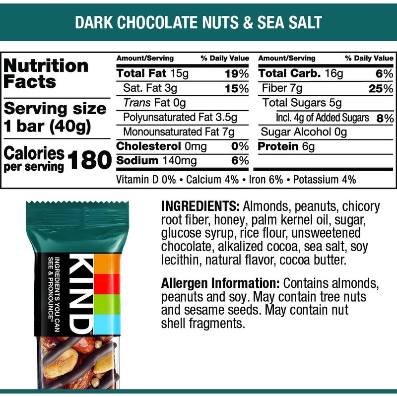 KIND Dark Chocolate Nuts & Sea Salt, 8.4 Oz (Pack
