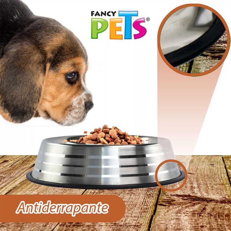 Fancy Pets Plato Estriado De Acero Antiderrapante 24 Oz