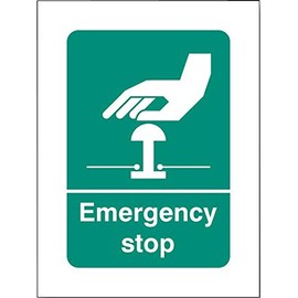 Sign, Emergency Stop, Sav, External Height 200 mm, External Width 150 mm, Sign Colour White on Green, Sign Legend Emergency Stop Push Button, Sign Material Plastic, Sign Type Emergency Stop, Personal