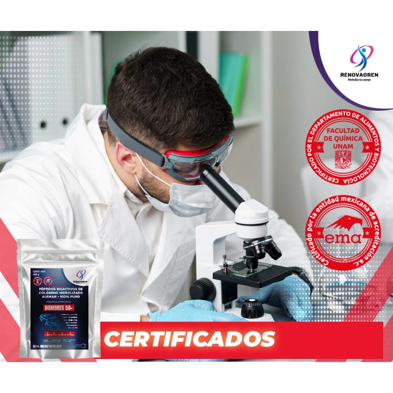 Péptidos Colágeno Hombre +50 Años Hidrolizado Alemán 800g Sin Sabor