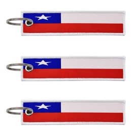LLBFHH 3 Pcs Chile Chileans Country Flag Keychain,Woven label Key Chains for Car Keys,Fabric Key Chains Men and Women,Used for Various Decorations.