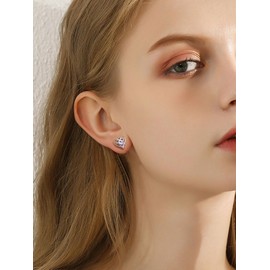 SILVERCUTE Sterling Silver CZ Earrings Infinity Heart Shape June Birthstone Alexandrite Stud Earrings for Women Lady