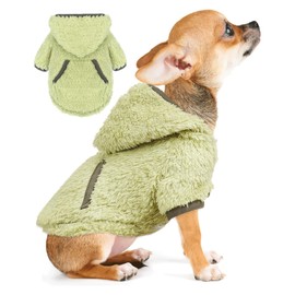 Small Dog Sweater Fleece Dog Hoodie Girl Boy Winter Warm Puppy Clothes for Chihuahua Teacup Yorkie Soft Outfits Sweater Pet Clothing, Green, XXS