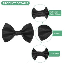 M METERXITY 120-Pack Mini Craft Ribbon Bow 1.5x1 Inch Checkered Fabric Satin Ribbon Bows Boutique for Craft DIY/Treat Bags/Hair Bow Sewing/Wedding/Party/Christmas [Black]