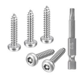 sourcing map #10 x 1" Torx Security Screws, 50pcs Button Head Tamper Resistant Self Tapping Screws, 304 Stainless Steel Anti-Theft Screws with Bit T25