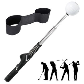 AVIKURA Golf Training Aids, Golf Grip Training Aid Swing Trainer with 1 Arm Posture Correction Band and 1 Telescopic Golf Simulator, Golf Practice Accessories Perfect for Beginners and Pros, Black