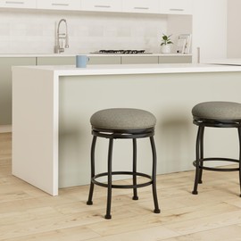 HomePop Round Swivel Counter Stool with Metal Base, 24-Inch, Charcoal