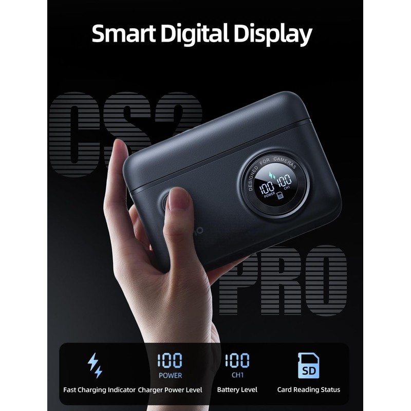 llano 4-in-1 NP-FZ100 Battery Charger & 10400mAh Power Bank–20W USB-C