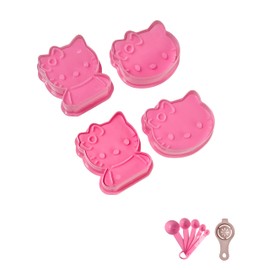 Cute Kitty Cookie Cutter, 4-Piece Cookie Cutter Set with Embossing Stamp Set, Cookie Stamp Kitchen Baking Tools for Cookie Pastry Accessories (Comes with Egg White Separator and Measuring Spoon)