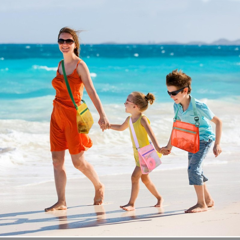 MUYIZI Beach Mesh Bag Beach Shell Bags for Holding Beach