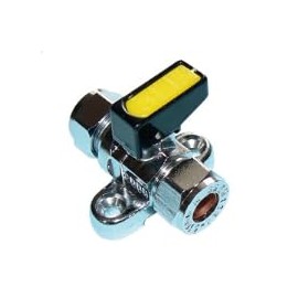 Everenty 8mm Mini Lever Gas Ball Valve with Backplate, Compression Connections to BS EN 1254, EN 331 Compliant