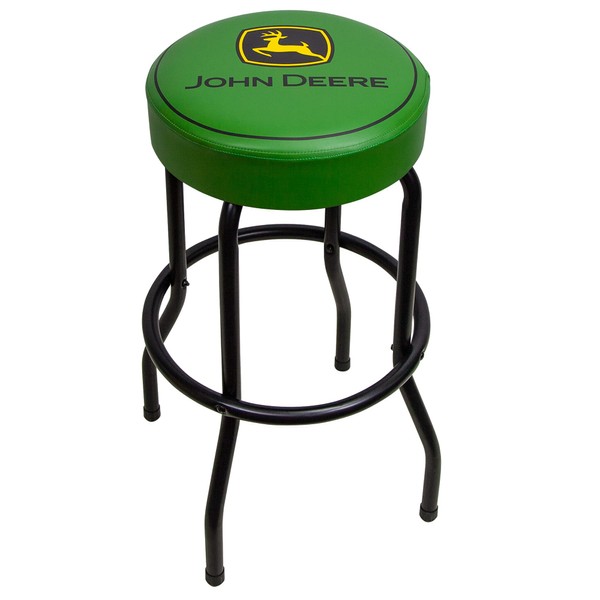 Plasticolor 004792R01 John Deere Logo Garage and Game Room Stool with Matte Green Top and Black Legs