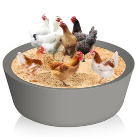 Cinnvoice Chicken Dust Bath Tub Ring 25" D x 5.9" H, Bottomless Design PE Chicken Coop Cleaner Container for Farms, Lawn, Yard and Ducks, Quails(Gray)