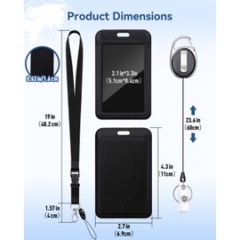 Teskyer Plastic ID Badge Holder with Retractable Badge Reel Clips and Breakaway Lanyard Set, Great for Office School IDs, Cruise Ship Cards, Hotel Key Cards - 2 Pack