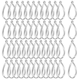 M METERXITY 50-Pack Open Bezels for Resin, Teardrop Shape Open Back Bezel Pendants for Resin Jewelry Making/DIY Earrings Necklace, Alloy Hollow Frame Pendants [Silver Tone]