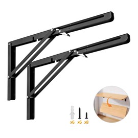 Yarssihha 16 Inch Folding Shelf Bracket, 2 Pack Heavy Duty Wall Mounted Foldable Brackets, Space-Saving Metal Collapsible Shelf Brackets, Max Load:180lbs