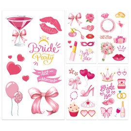 GooTPa Rose Pink Bride to Be Temporary Tattoos - 10 Sheets Hen Bachelorette Party Accessories Tattoos Stickers Bridal Photo Props Gift Bags Decors for Bridal Shower Party Events
