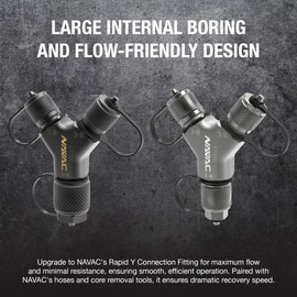 NAVAC F1028 Rapid-Y Connection Fitting for Faster Evacuation and Recovery | Solid Brass Y-shaped Adapter | Large Internal Diameter | 2-way Hose Splitter for HVAC | 2 x 3/8″ to 1 x 3/8″