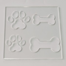 Kingria 4 in1 Print Dog Bone/Paw Router Template for Woodworking 1/4'' Thick DIY Router Template Acrylic Inlay Template Charcuterie Home Kitchen Cutting