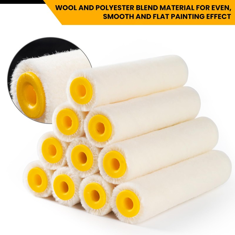 Mister Rui Paint Roller, 4 Inch Paint Roller Wool Blend,