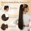 Benehair Ponytail Hairpiece, 66 cm Braid Extension with Clip, Straight,