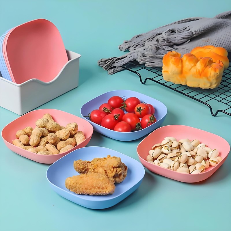 AQUGOO 10 Pcs Wheat Straw Plates, 5.5-inch Square Lightweight Unbreakable
