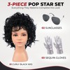Kids 80s Pop Star Black Jerry Curl Wig & Sunglasses,