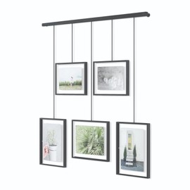 Umbra Umbra Exhibit Picture Frame Gallery Set, Adjustable Wall Collage Displays Five Photos (Two 4x6" and Three 5x7"), Set of 5, Black