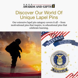 SHOP AWARDS AND GIFTS United States US Veteran Lapel Pin, Retirement and Service, 1-1/8 inch, US Air Force, 3 Pack