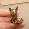 2pcs Vintage Brass Fox Figurine - Elegant Desk Ornament for