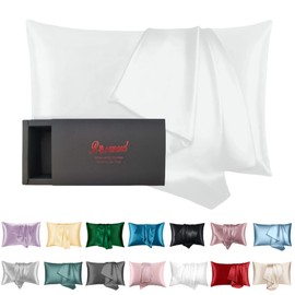 100% Mulberry Silk Pillowcase for Hair and Skin Made in USA, Highest Grade 22 Momme Silk Pillow Cases with Zipper, Organic, Hypoallergenic, Anti Acne (White, King)