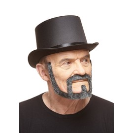 Mustaches Self Adhesive Squatter Fake Beard, Novelty, False Facial Hair, Costume Accessory for Adults, Salt and Pepper Color