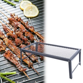 Folding Campfire Grill, 21.7x11.8 Steel Grate Griddle Plate with Foldable Legs, Cooking Grill Barbecue Tray, Outdoor Camp Cooking Grill