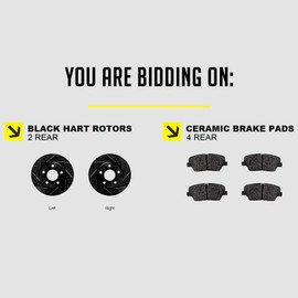Hart Brakes Rear Brakes and Rotors Kit |Rear Brake Pads| Brake Rotors and Pads| Ceramic Brake Pads and Rotors |fits 2005-2021 Chrysler 300; Dodge Challenger, Charger, Magnum