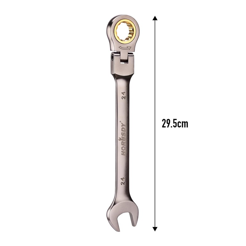 HORUSDY Flexible Head Ratchet Spanner, 24MM Metric Wrench Ratcheting Combination