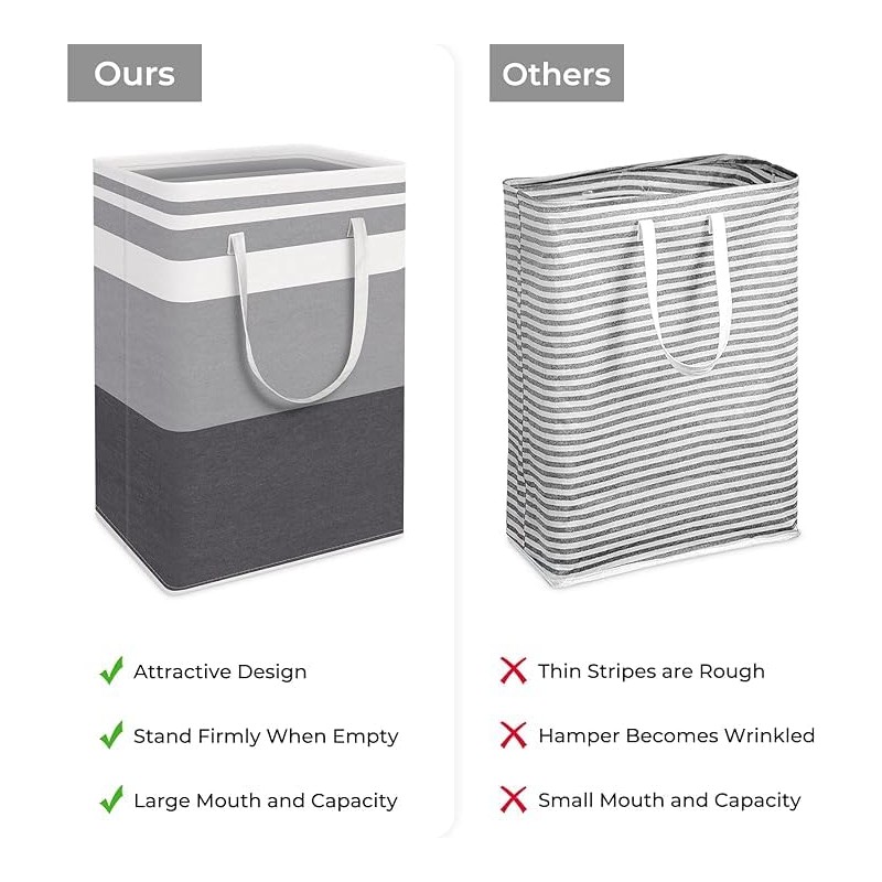 SunBlue : 75L Large Collapsible Laundry Hamper - Convenient Handles,