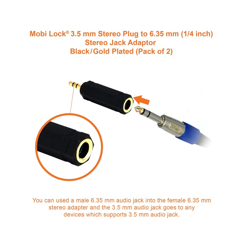 Mobi Lock 2pcs 3.5mm Plug to 6.35mm Socket - 1/8