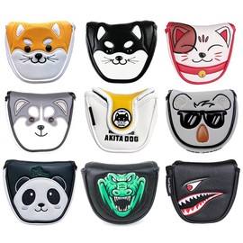 Golf Headcover Putter Cover for Mallet Odyssey 2 Ball Tailor Made Spider Putter Magnetic Husky Akita Inu