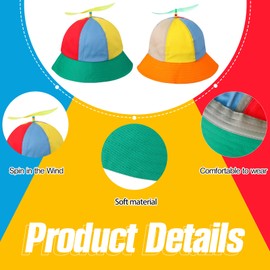 SATINIOR Pack of 2 Men's Propeller Hats Funny Helicopter Cap Multicoloured Helicopter Hat with Propellers for Adults Costume Party Gifts Accessories (Fisherman Hat Style)
